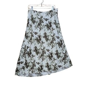 Croft & Barrow Floral Skirt Y2K Linen Blend Cottagecore Romantic A-Line Women 14